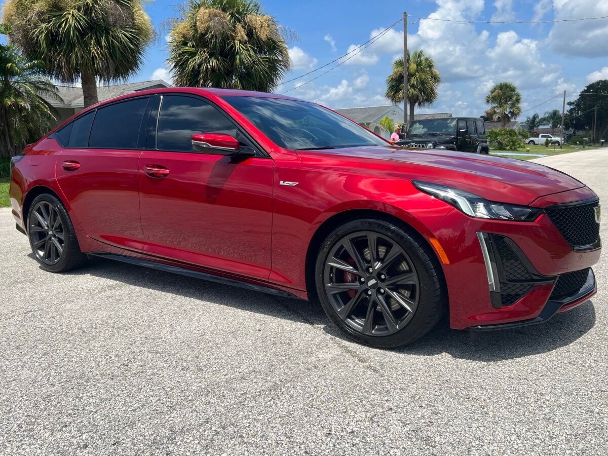 Glossy red Cadillac finish