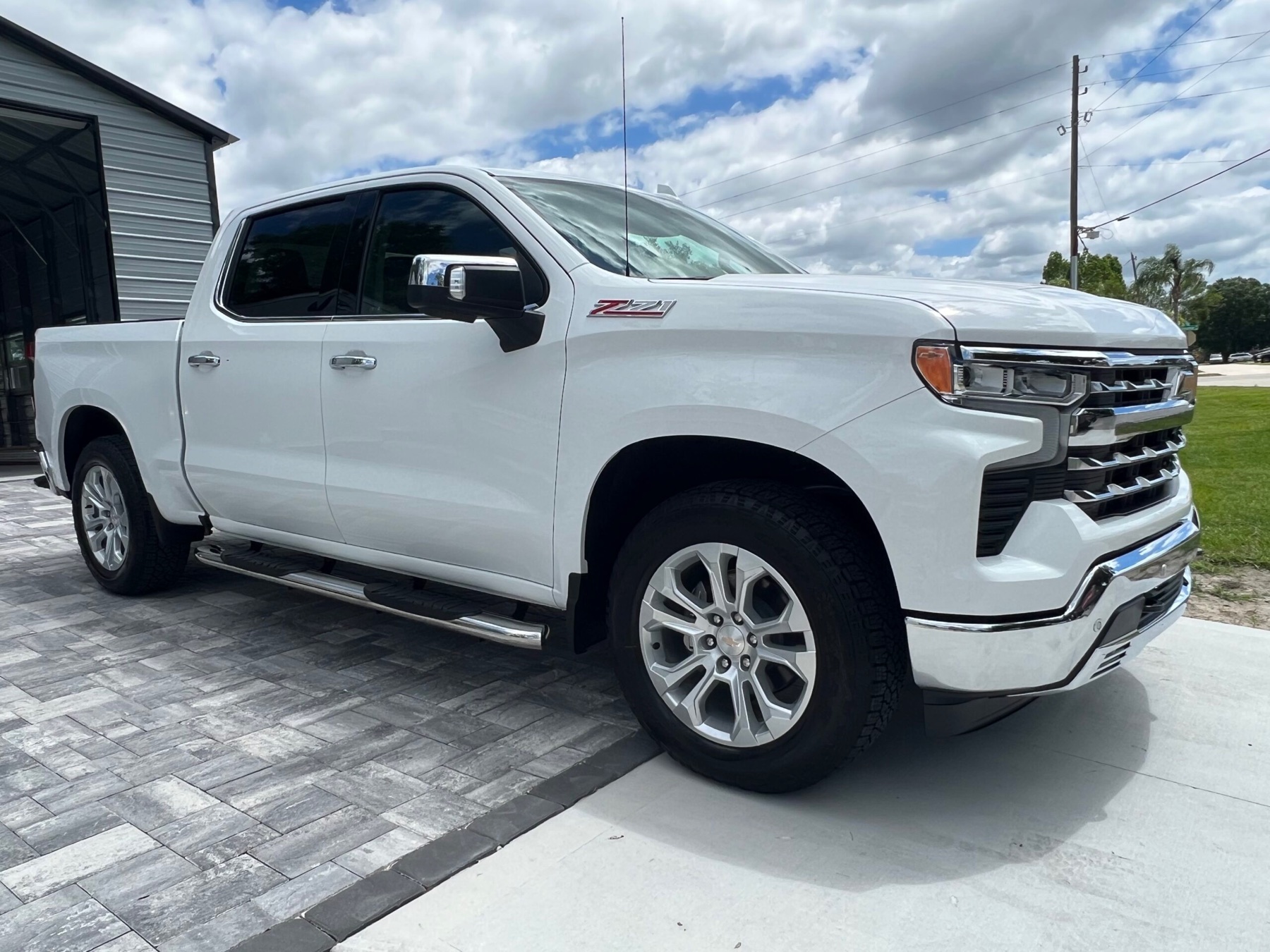 White Chevrolet Silverado Z71 with bright, polished paint